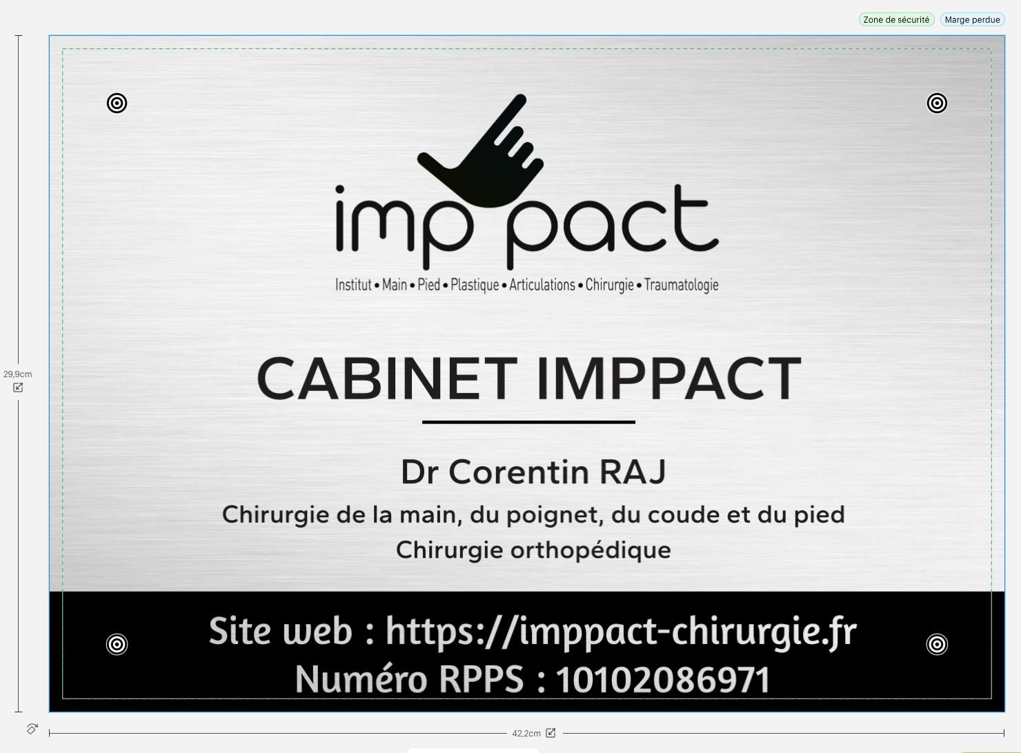 Réalisation de plaque en aluminium en impression pour cabinet médical